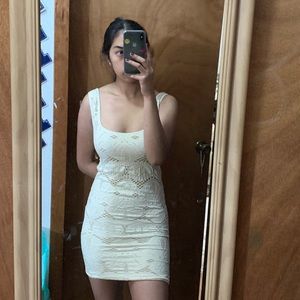 Wet Seal Nude/tan lace Bodycon dress